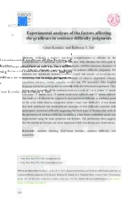 Experimental analyses of the factors affecting the gradience in sentence difficulty judgments