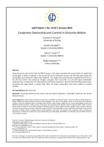 eabh Papers | No[removed] | January[removed]Corporate Ownership and Control in Victorian Britain Graeme G. Acheson* University of Stirling Gareth Campbell**