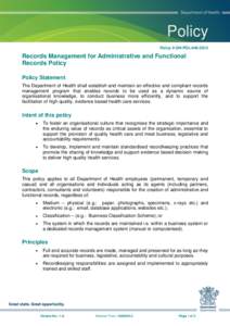Records Management for Administrative and Functional Records Policy