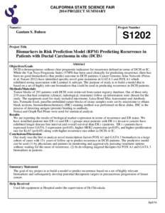 CALIFORNIA STATE SCIENCE FAIR 2014 PROJECT SUMMARY Name(s)  Gautam S. Bulusu