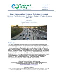 www.vtpi.org [removed[removed]Smart Transportation Emission Reduction Strategies Identifying Truly Optimal Ways To Conserve Energy And Reduce Emissions