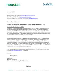 November 10, 2014 Shaunna Forshee, INC Co-Chair ([removed]) Dyan Adams, INC Co-Chair ([removed]) Alexandra Blasgen, INC Committee Administrator ([removed]) Shaunna / Dyan / Alexand