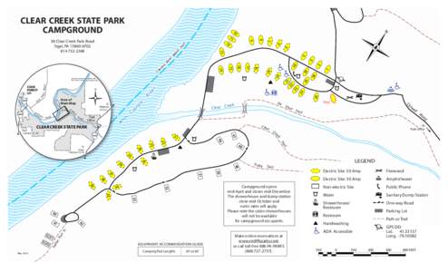 Clear Creek State Park Campground Map, Pennsylvania State Parks