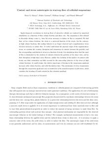 Contact and stress anisotropies in start-up flow of colloidal suspensions Nicos S. Martys1 , Didier Lootens2 , William George1 , and Pascal H´ebraud3 1 National Institute of Standards and Technology,