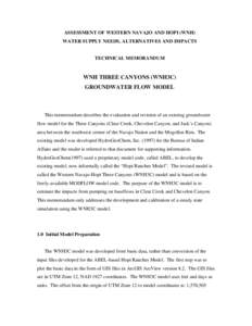 ASSESSMENT OF WESTERN NAVAJO AND HOPI (WNH) WATER SUPPLY NEEDS, ALTERNATIVES AND IMPACTS TECHNICAL MEMORANDUM  WNH THREE CANYONS (WNH3C)