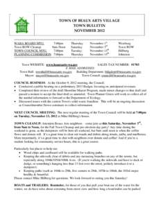 TOWN OF BEAUX ARTS VILLAGE TOWN BULLETIN NOVEMBER 2012 *******************************************************************************************  WABA BOARD MTG.