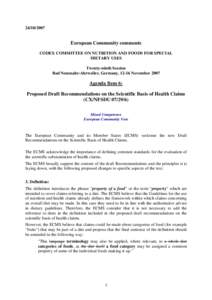 [removed]European Community comments CODEX COMMITTEE ON NUTRITION AND FOODS FOR SPECIAL DIETARY USES Twenty-ninth Session