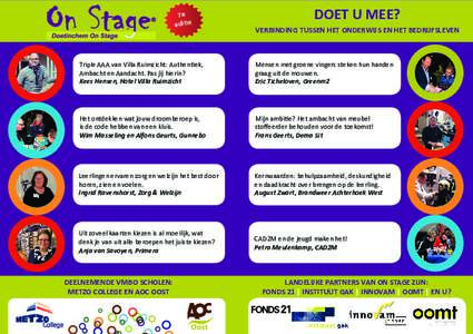 7e editie DOET U MEE? VERBINDING TUSSEN HET ONDERWIJS EN HET BEDRIJFSLEVEN