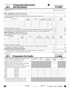   TAXABLE YEAR     2013 S Corporation Depreciation and Amortization