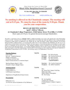 Help Guide the Future of West Hills  West Hills Neighborhood Council P.O. Box 4670, West Hills, CA