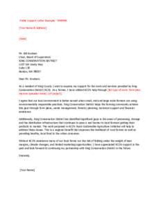 Public Support Letter Example - FARMER [Your Name & Address] [Date]  Mr. Bill Knutsen