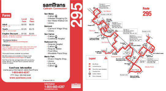 SamTrans / Redwood City / Caltrain / San Carlos /  California / San Mateo /  California / Menlo Park /  California / Transportation in California / California / Hillsdale