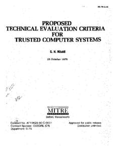 National security / Evaluation / Trusted computing base / Trusted system / Operating system / Protection mechanism / Multilevel security / XTS-400 / Computer security / Security / Crime prevention