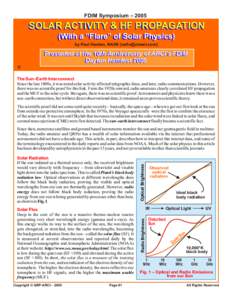 FDIM Symposium – 2005  SOLAR ACTIVITY & HF PROPAGATION (With aa “Flare” “Flare” of of Solar