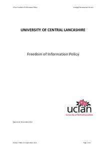 UCLan Freedom of Information Policy  Strategic Development Service UNIVERSITY OF CENTRAL LANCASHIRE