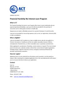 Care Inc Financial Hardship No Interest Loan Program