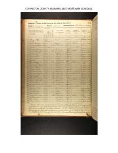 COVINGTON COUNTY ALABAMA 1850 MORTALITY SCHEDULE   