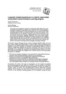 Australasian Journal of Educational Technology 2010, 26(2), Long-term student experiences in a hybrid, open-ended and problem based Adventure Learning program