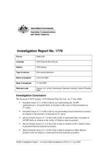 Investigation Report No[removed]File no.