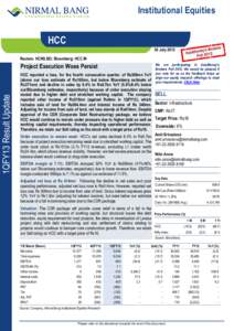 Institutional Equities  HCC 30 July 2012 Reuters: HCNS.BO; Bloomberg: HCC IN