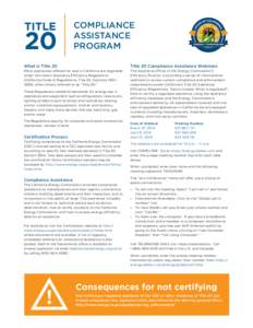 TITLE  20 COMPLIANCE ASSISTANCE