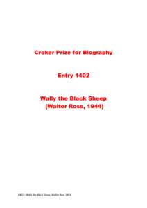 Croker Prize for Biography  Entry 1402 Wally the Black Sheep (Walter Ross, 1944)