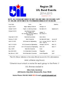 Region 28 UIL Band Events[removed] !