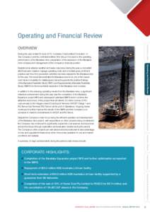 Operating and Financial Review Chairman’s Letter OVERVIEW During the year ended 30 June 2013, Cockatoo Coal Limited (‘Cockatoo’ or ‘the Company’) and its controlled entities (‘the Group’) focused on the o