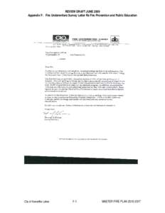 REVIEW DRAFT JUNE 2009 Appendix F: Fire Underwriters Survey Letter Re Fire Prevention and Public Education City of Kawartha Lakes  F-1