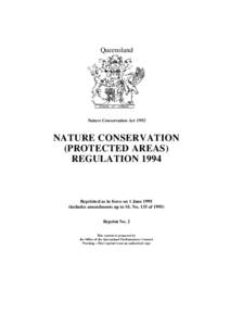 Queensland  Nature Conservation Act 1992 NATURE CONSERVATION (PROTECTED AREAS)