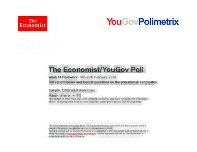 The Economist/YouGov Poll Week 1 Fieldwork: 5th-6th November 2007 Full set of trackers and topical questions on education The Economist/YouGov Poll