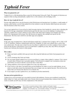 Typhoid fever / Infectious diseases / Salmonella / Infection / Fever / Vaccine / Typhoid Mary / Paratyphoid fever / Medicine / Bacteria / Microbiology