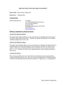 HRS Documentation Record - Borit Asbestos Tailings Pile