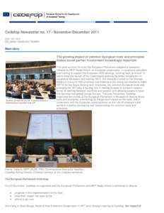 Cedefop Newsletter no[removed]November/December 2011 ISSN[removed]PDF version | Normal view | Permalink Main story