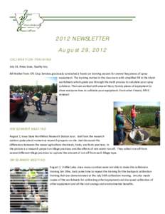   2012 NEWSLETTER August 29, 2012 CALIBRATION TRAINING July 24, Ames Iowa, Quality Inn;  