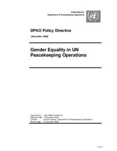 United Nations Department of Peacekeeping Operations DPKO Policy Directive [November 2006]