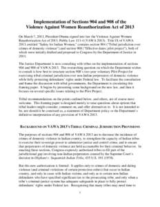 Microsoft Word - Framing Paper for Tribal Leaders on VAWA Implementation April[removed]