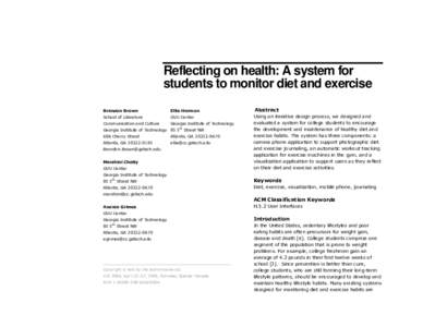   Reflecting on health: A system for students to monitor diet and exercise  