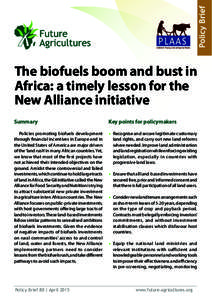 Policy Brief  The biofuels boom and bust in Africa: a timely lesson for the New Alliance initiative Summary