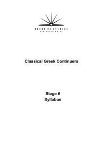 Classical Greek Continuers Stage 6 Syllabus