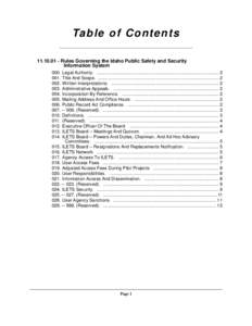 Ta b l e o f C o n t e n t s[removed]Rules Governing the Idaho Public Safety and Security Information System 000. Legal Authority. ......................................................................................