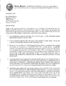 DEBRA BOWEN / SECRETARY OF STATE I 1500 11th Street, 6th Floor  STATE OF CALIFORNIA