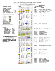 Iowa Falls and Alden Community School Districts[removed]School Calendar (August 20 - May 22) August