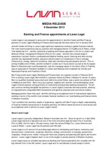 Microsoft Word - Media Release- Jennifer Handz and Ben Fong - 9 Dec 2013