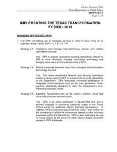 Agency Strategic Plan Texas Department of Public Safety APPENDIX E Page 1 of 6  IMPLEMENTING THE TEXAS TRANSFORMATION