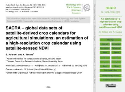 This discussion paper is/has been under review for the journal Hydrology and Earth System Sciences (HESS). Please refer to the corresponding final paper in HESS if available. Discussion Paper  Hydrol. Earth Syst. Sci. Di