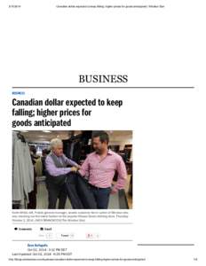 [removed]Canadian dollar expected to keep falling; higher prices for goods anticipated | Windsor Star BUSINESS BUSINESS