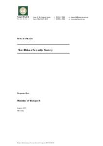 Taxi Industry Safety and Security Taskforce Final Report - December[removed]Appendix A: Taxi Driver Security Survey