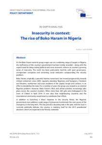 Insecurity in context: The rise of Boko Haram in Nigeria