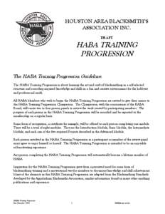 HOUSTON AREA BLACKSMITH’S ASSOCIATION INC. DRAFT HABA TRAINING PROGRESSION